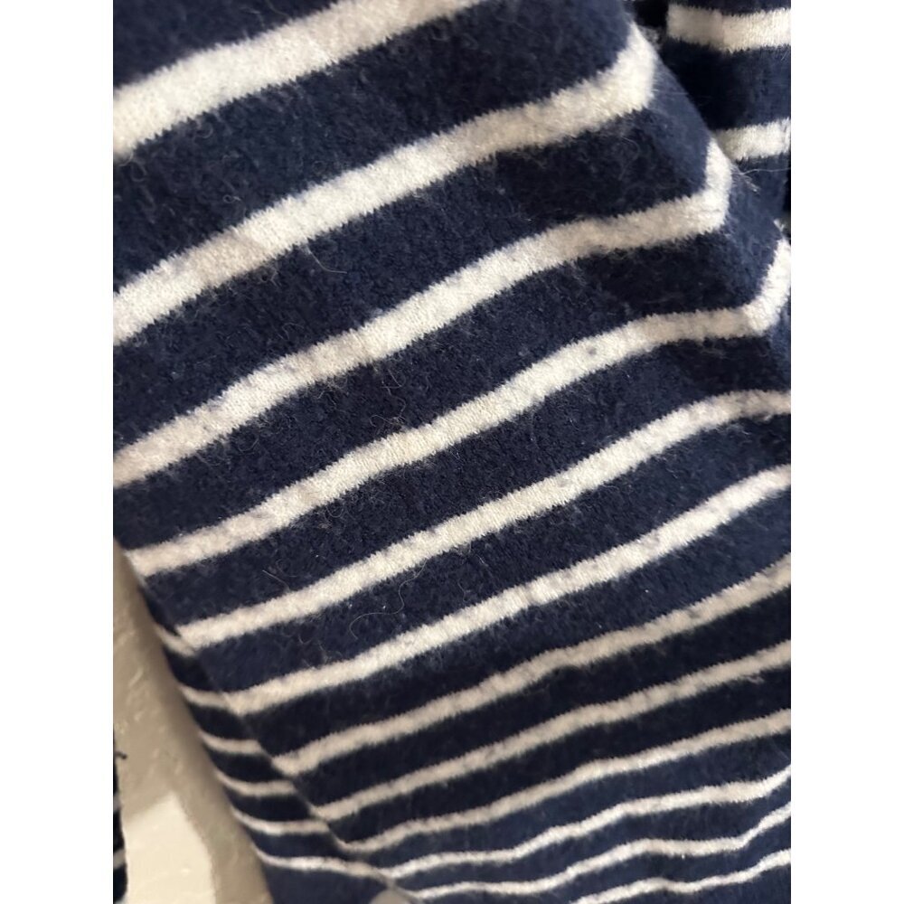 Madewell Y Cozy Blue & White "Walker" Striped Long Sleeved Alpaca Wool Cardigan - Picture 7 of 11